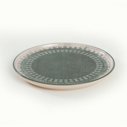 24-Piece Stoneware Dining Set – Beige/Green