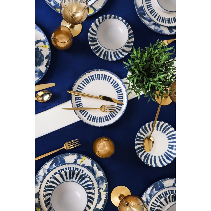 24-piece stoneware dinner set, white/blue
