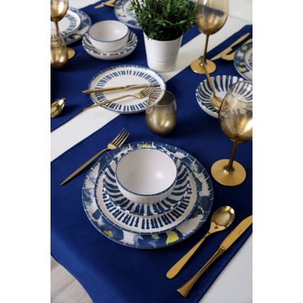24-piece stoneware dinner set, white/blue