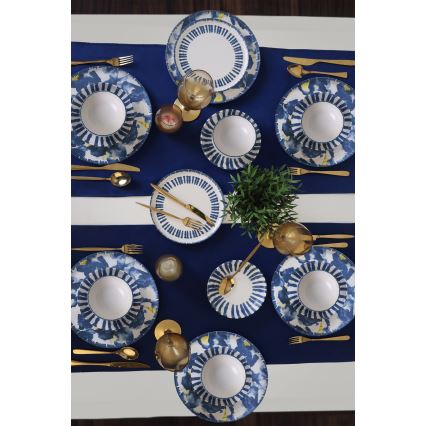 24-piece stoneware dinner set, white/blue