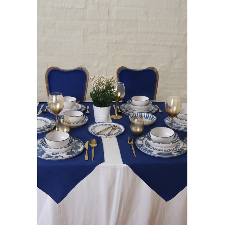 24-piece stoneware dinner set, white/blue