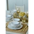 24-piece stoneware dinnerware set - white with gold trim