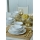 24-piece stoneware dinnerware set - white with gold trim