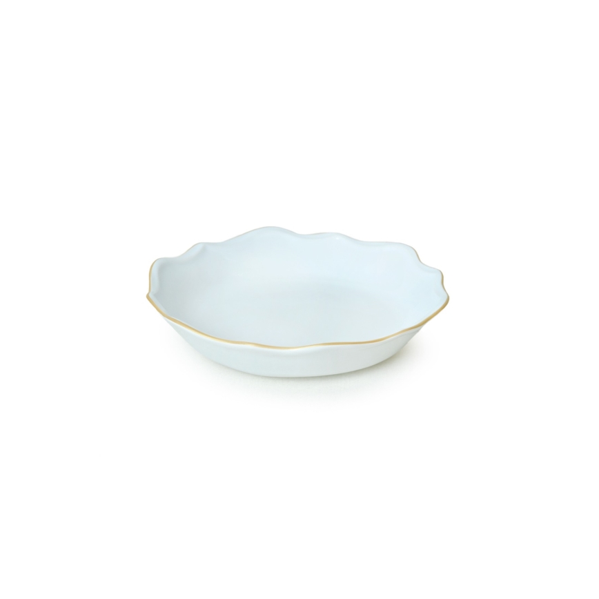 24-piece stoneware dinnerware set - white with gold trim