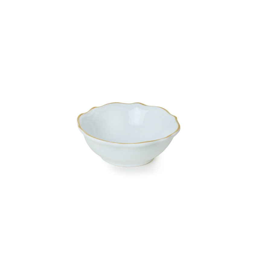 24-piece stoneware dinnerware set - white with gold trim