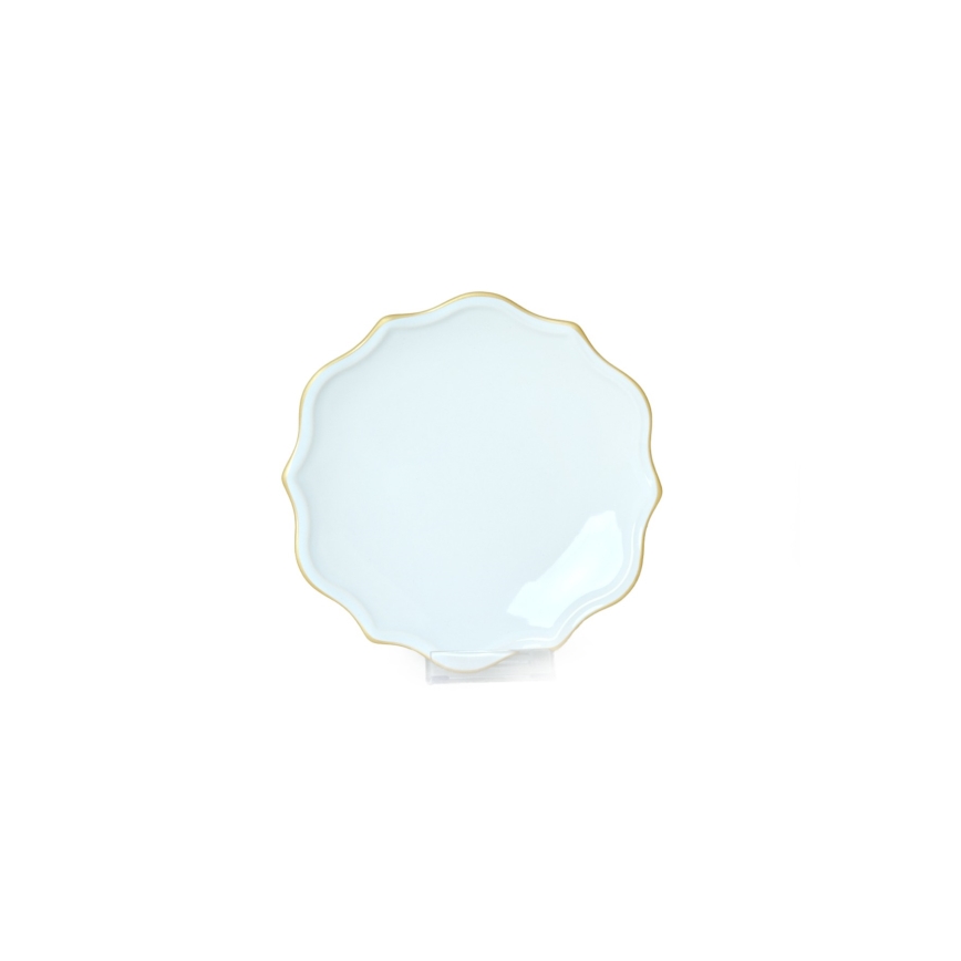 24-piece stoneware dinnerware set - white with gold trim