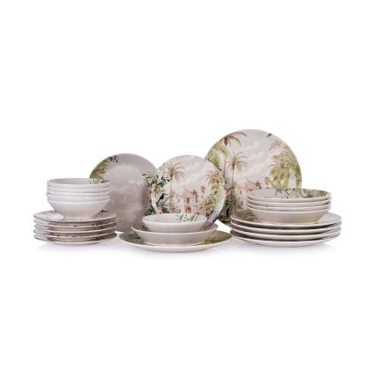 24-piece vibrant ceramic dinner set