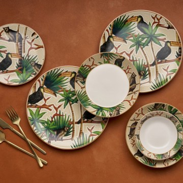 24-piece vibrant ceramic dinnerware set