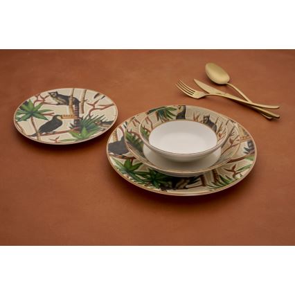 24-piece vibrant ceramic dinnerware set