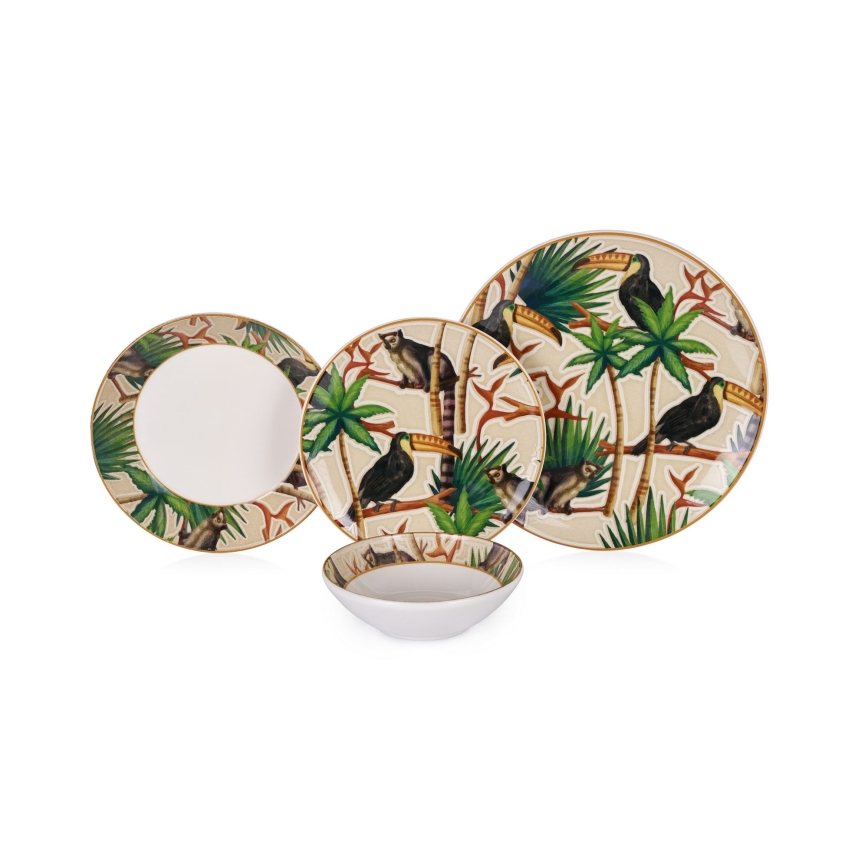 24-piece vibrant ceramic dinnerware set