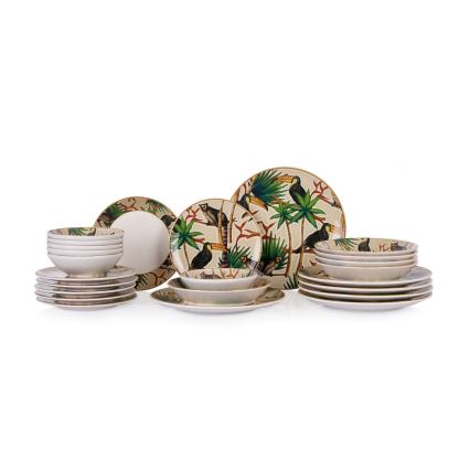 24-piece vibrant ceramic dinnerware set
