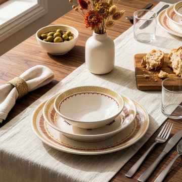 24-piece vibrant multicolored ceramic dinner set