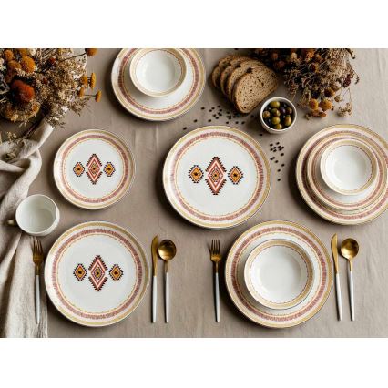 24-piece vibrant multicolored ceramic dinner set