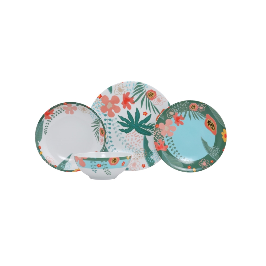 24-piece vibrant multicolored porcelain dinner set