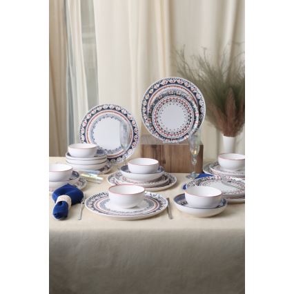 24-piece vibrant multicolored stoneware dinnerware set