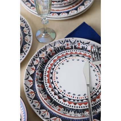 24-piece vibrant multicolored stoneware dinnerware set