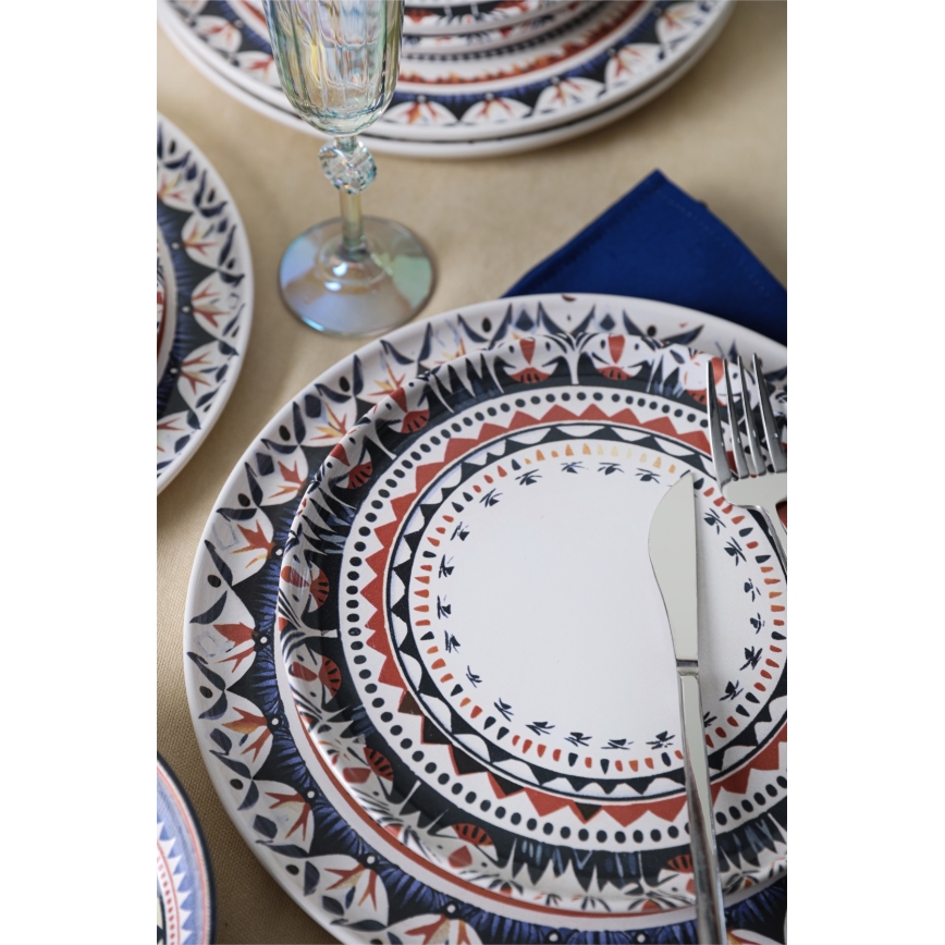 24-piece vibrant multicolored stoneware dinnerware set
