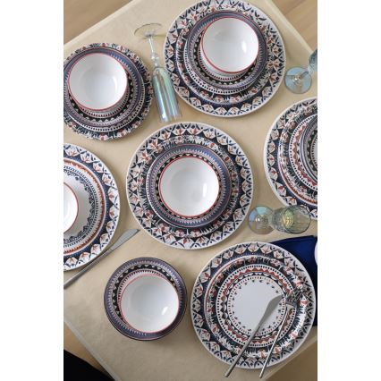 24-piece vibrant multicolored stoneware dinnerware set