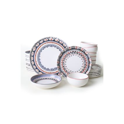24-piece vibrant multicolored stoneware dinnerware set