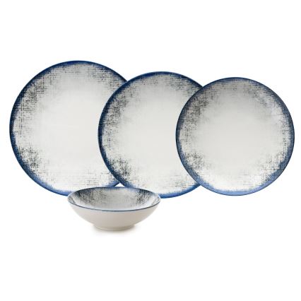 24-piece White and Blue Porcelain Dinner Set