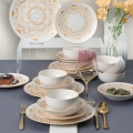 24-piece white and gold ceramic dinnerware set
