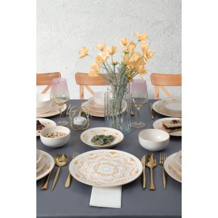 24-piece white and gold ceramic dinnerware set