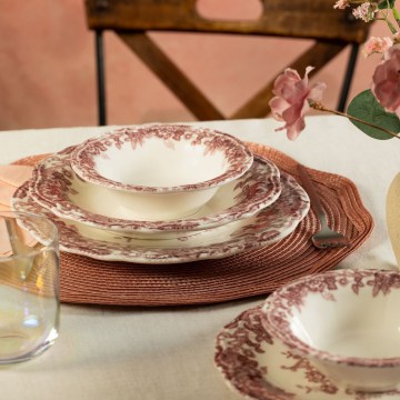 24-piece white/pink porcelain dinner set