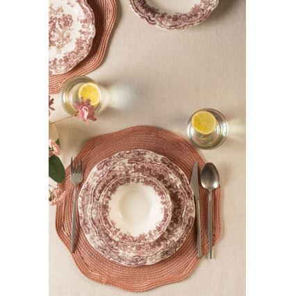 24-piece white/pink porcelain dinner set