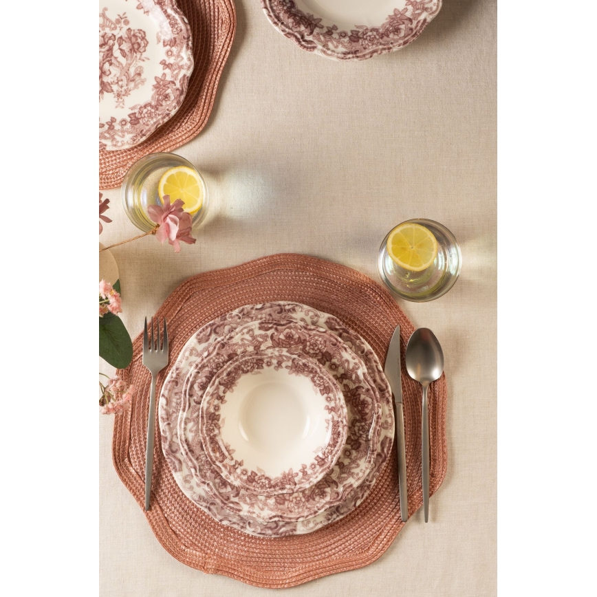 24-piece white/pink porcelain dinner set
