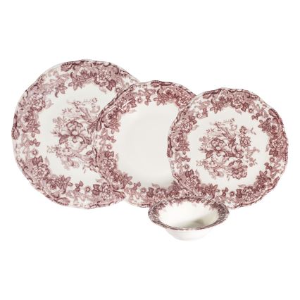 24-piece white/pink porcelain dinner set