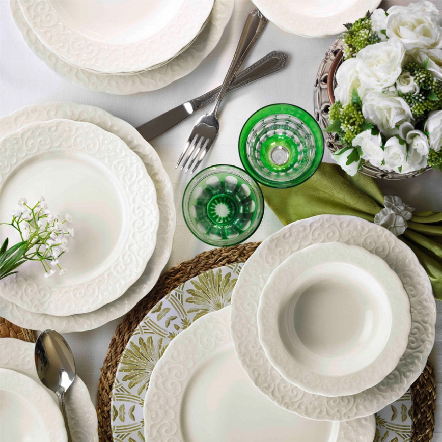 24-piece white porcelain dinnerware set