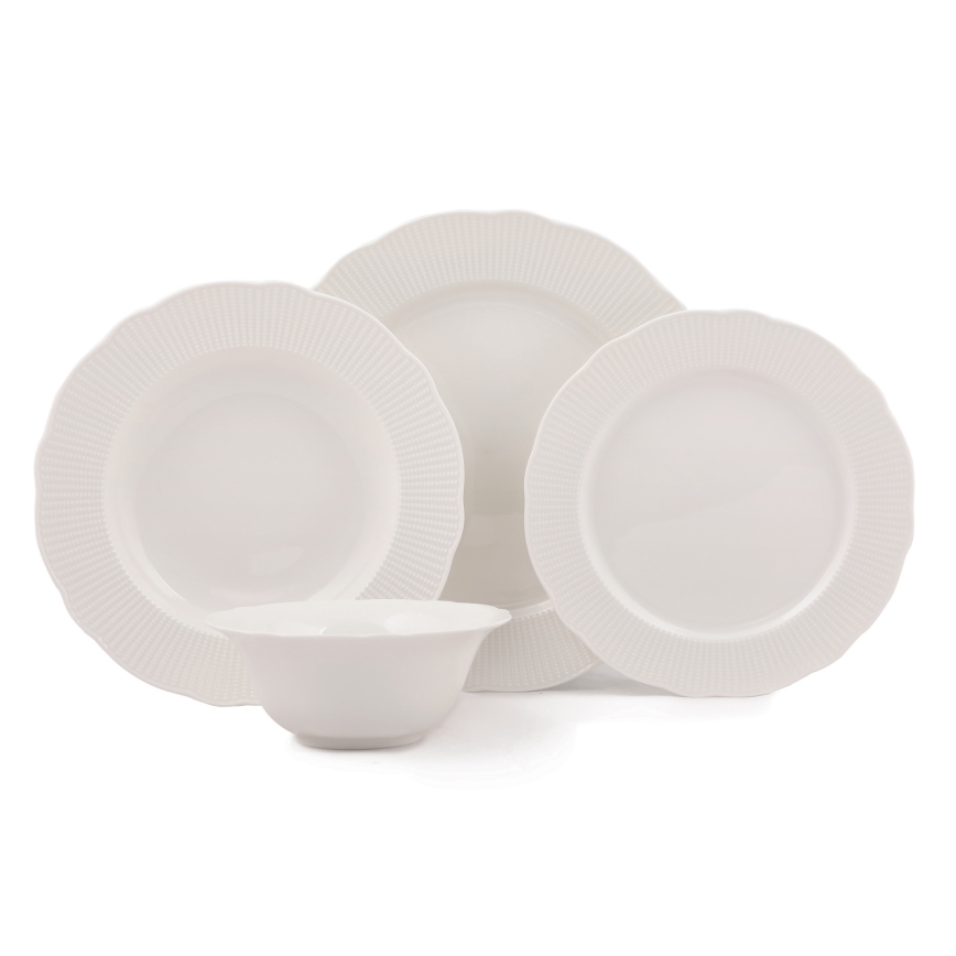 24-piece white porcelain dinnerware set