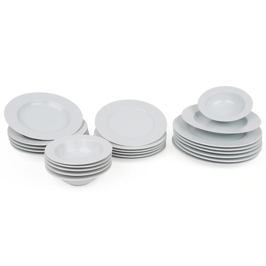 24-piece white porcelain dinnerware set