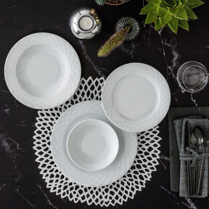 24-piece white porcelain dinnerware set