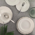 26-piece porcelain dinner set in white, silver and ivory