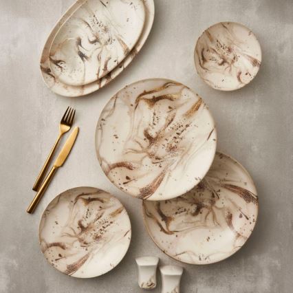 26-piece porcelain dinnerware set beige/brown