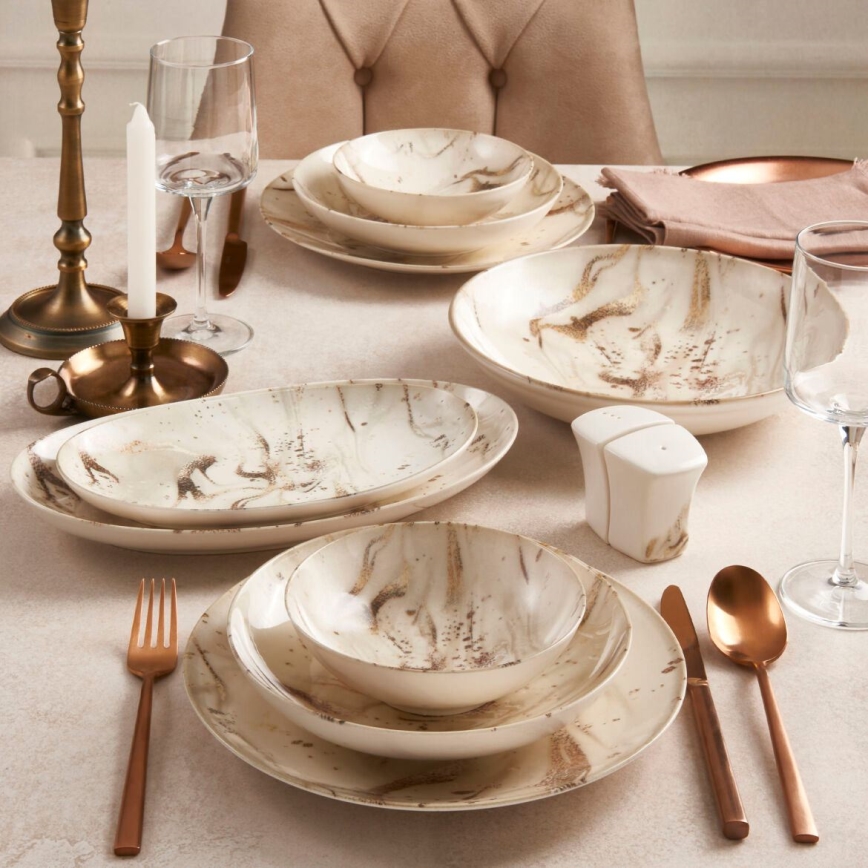 26-piece porcelain dinnerware set beige/brown