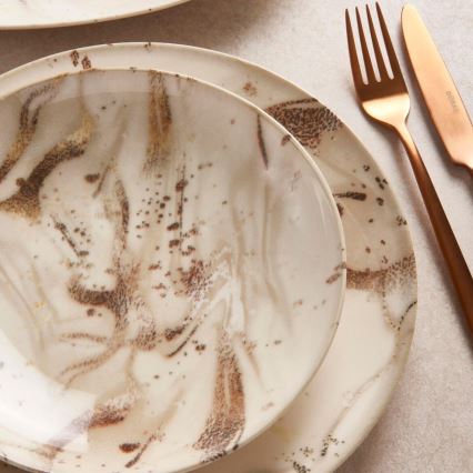 26-piece porcelain dinnerware set beige/brown