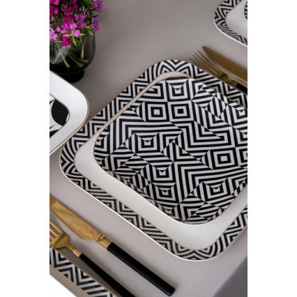 26-piece Porcelain Dinnerware Set, White/Black