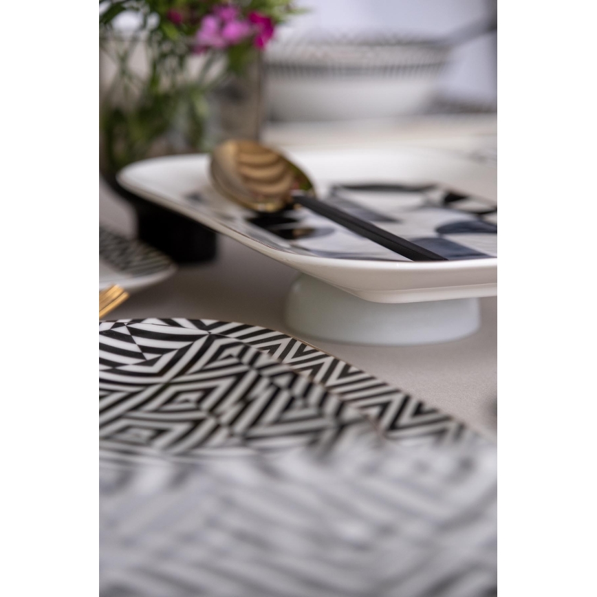 26-piece Porcelain Dinnerware Set, White/Black