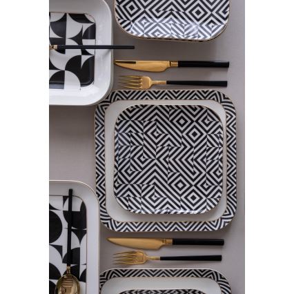 26-piece Porcelain Dinnerware Set, White/Black