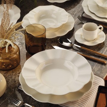 26-piece White Porcelain Dinner Set