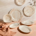 27-piece beige porcelain dinner set