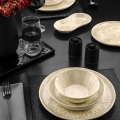 27-piece beige porcelain dinnerware set