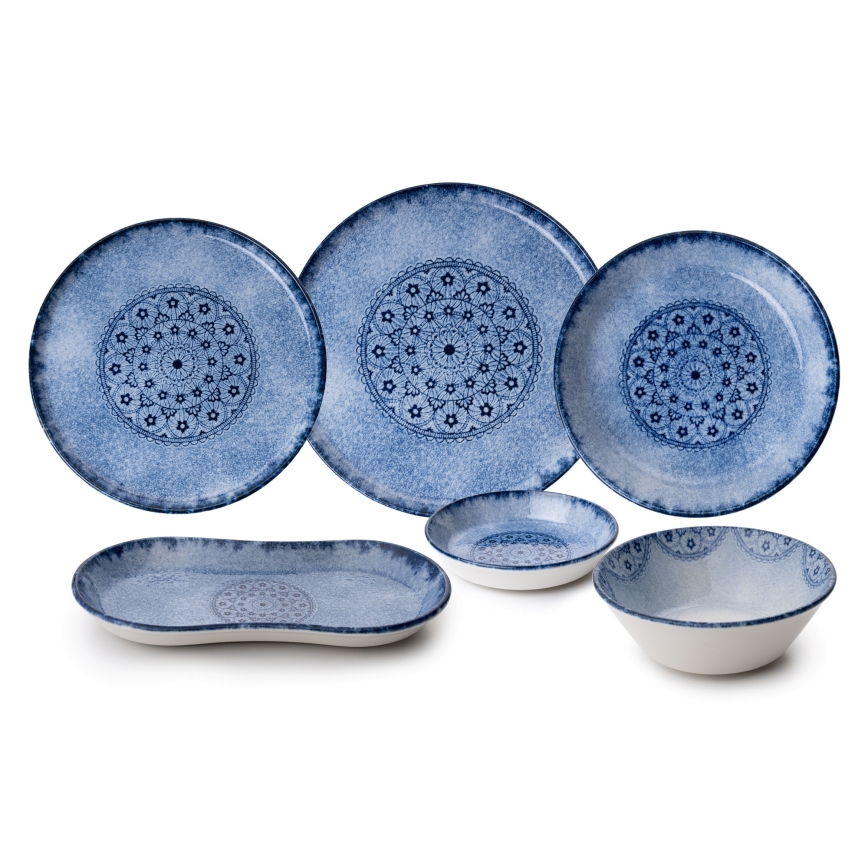 27-piece blue porcelain dinner set