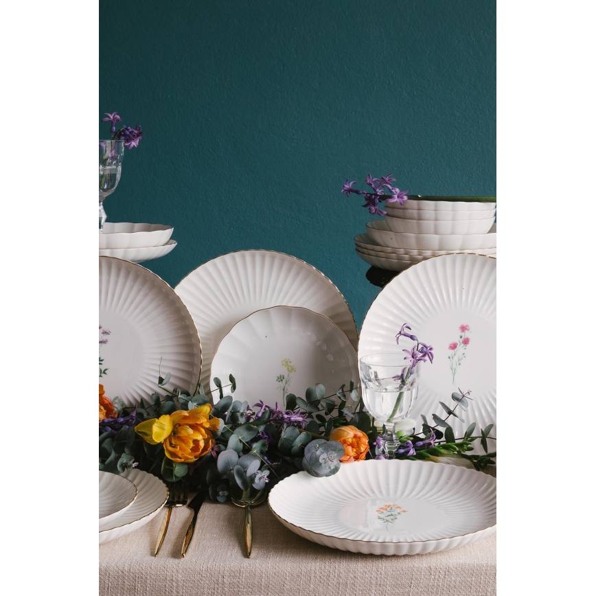 27-piece dinnerware set white/gold/porcelain
