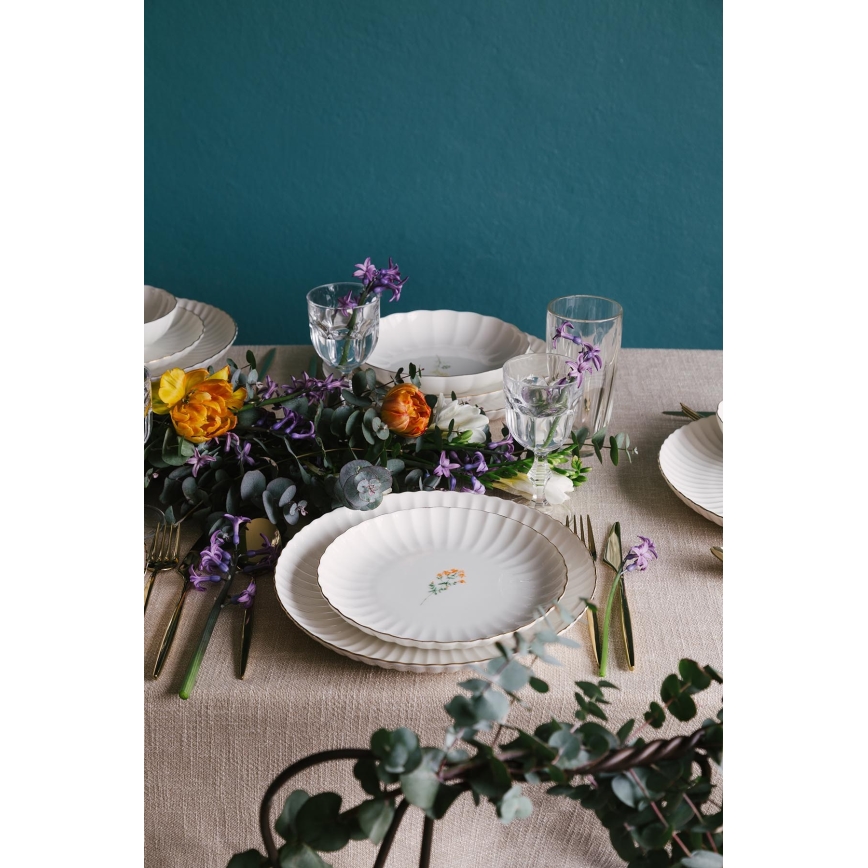 27-piece dinnerware set white/gold/porcelain