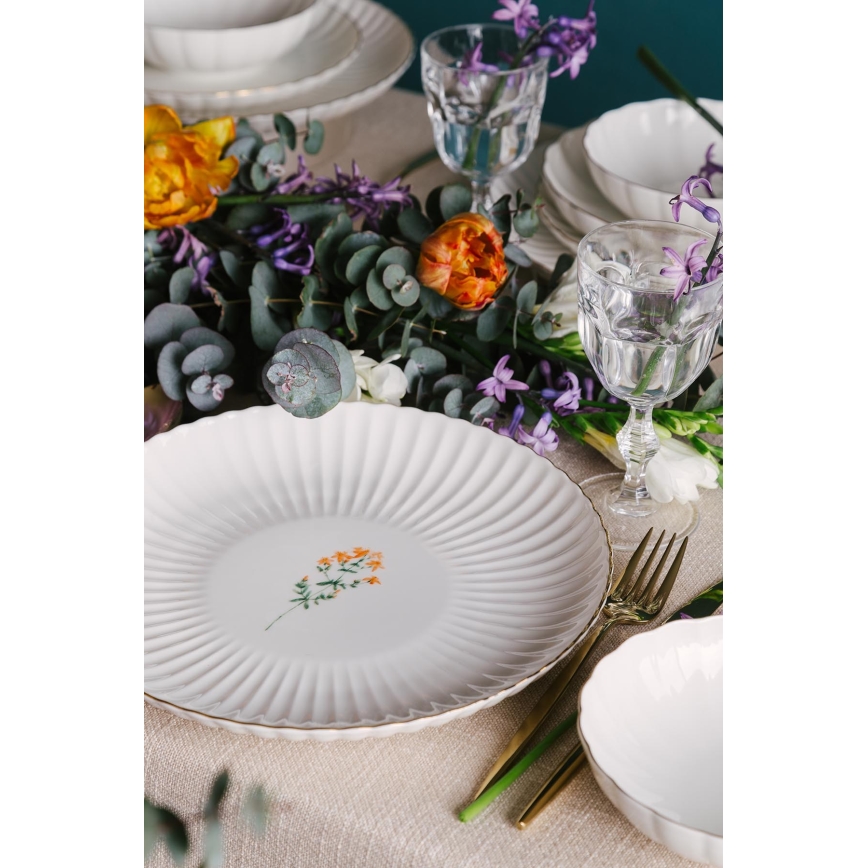 27-piece dinnerware set white/gold/porcelain
