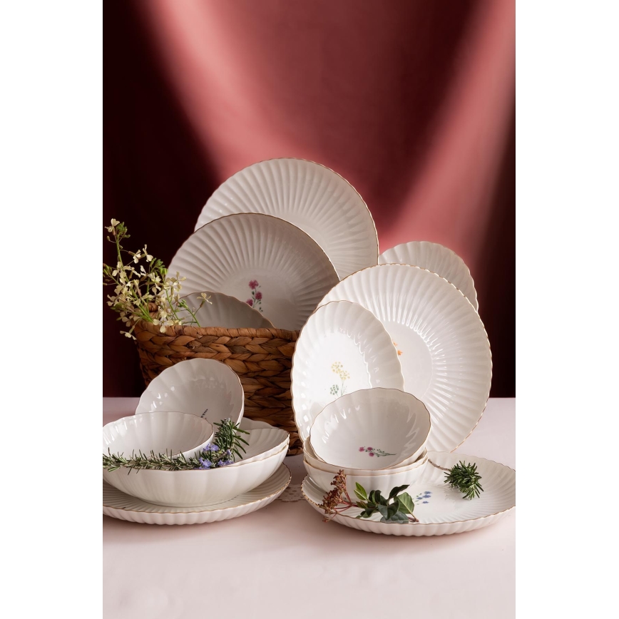 27-piece dinnerware set white/gold/porcelain