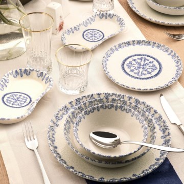 27-piece Porcelain Dinner Set, White/Blue